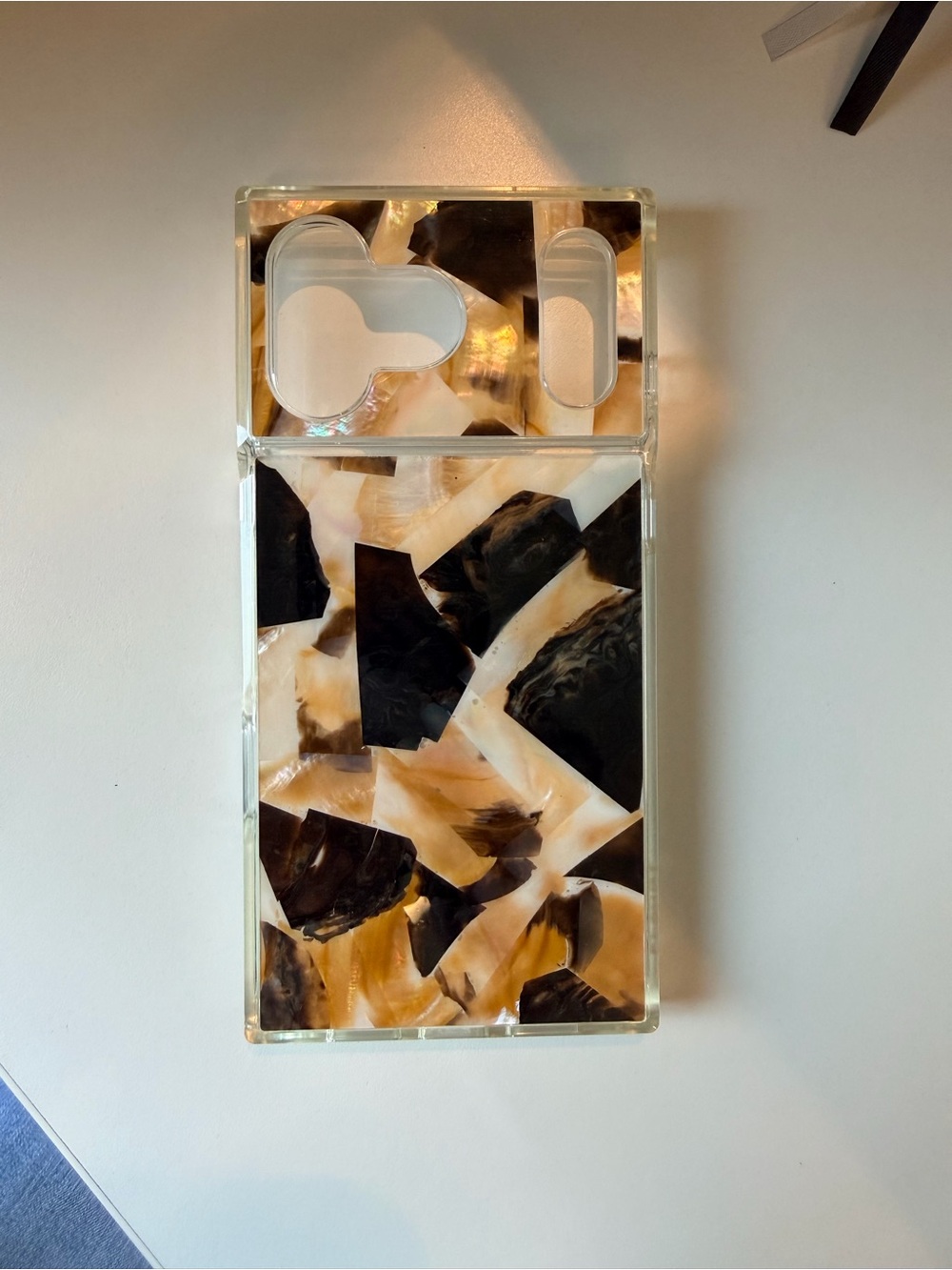 SQUARE by FLAUNT iPhone 17 Pro Max Case Brown Abalone Shell Design